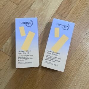 Lot 2 x Flamingo Body Wax Kit 28 Strips & 6 Wash Cloths Ashley Graham NEW NIB